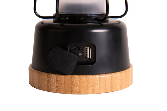 Luce da campeggio, dimmerabile, bambù+acciaio inox, batteria al litio 834874