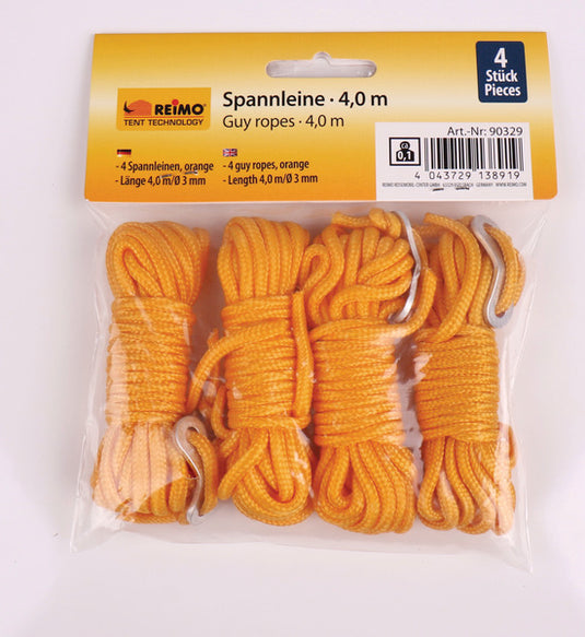 Linea di tensione con sgancio rapido in giallo neon. Lunghezza 4m, Ø 3mm. 4 pezz 90329