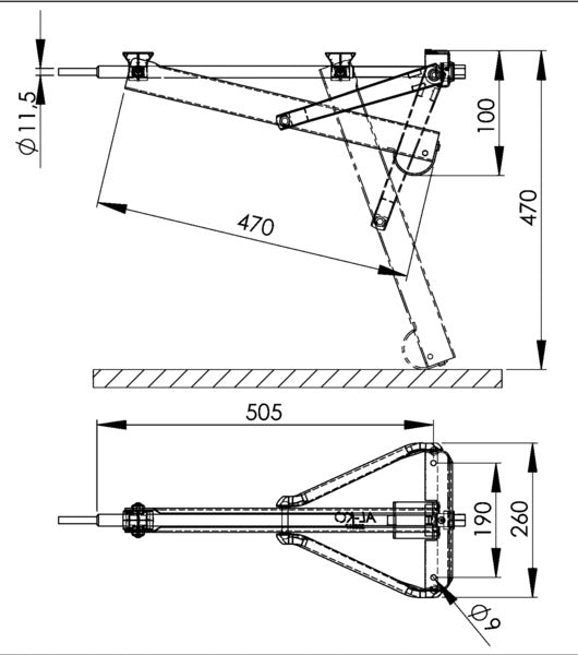Supporto a innesto AL-KO normale 800kg, dimensione di installazione 505mm 91328