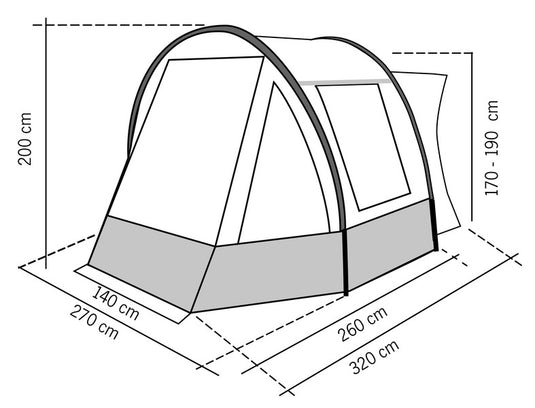 Tenda da sole a palo TOUR COMPACT 2 - per mini camper e furgoni 937013