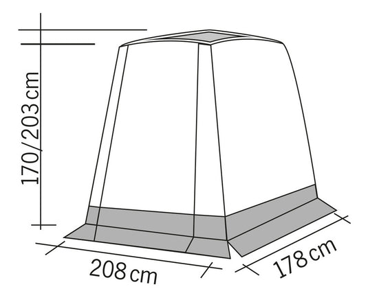 Tenda posteriore TRAPEZ per Caddy Base area B208xT178cm 93791
