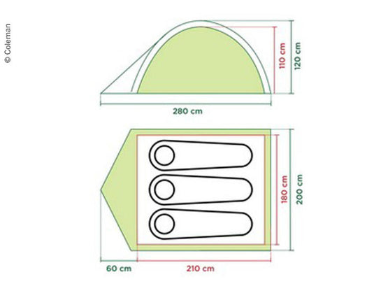 DARWIN 3 - Tenda a cupola attiva per 3 persone, pali in fibra di vetro 96152