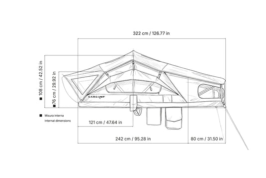 Carcamp tenda da tetto ALBA disegno tecnico