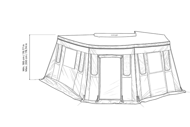 Load image into Gallery viewer, CArcamp OASI con pareti laterali disegno con quote
