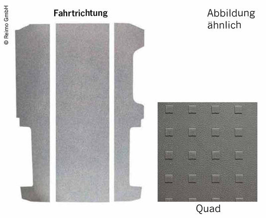 Pavimento VWT6/5 p.lungo V3000 3 pz. 826 mm, Quad, guida a destra, battitacco VW 1053731R