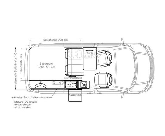 Prolunga letto (kit) per VW T6/5 Bike & Surf 11005
