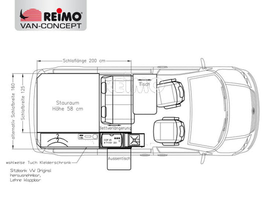 Mobile cucina VW T6/5 kR Cooky come mobile prefabbricato con imbottitura per pro 11006