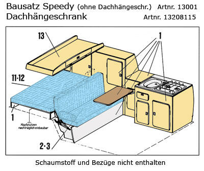 Carica immagine in Galleria Viewer, VW T3 pacchetto mobili Speedy kit per autoassemblaggio 13001
