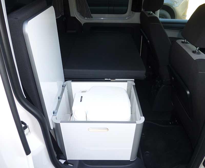 Carica immagine in Galleria Viewer, VW Caddy Camp Maxi box contenitore per Porta Potti 335, bianco lucido 13507
