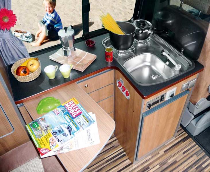 Carica immagine in Galleria Viewer, Mobile cucina con credenza, per TravelStyle VW T6/T5 KR+LR+LR 190921W
