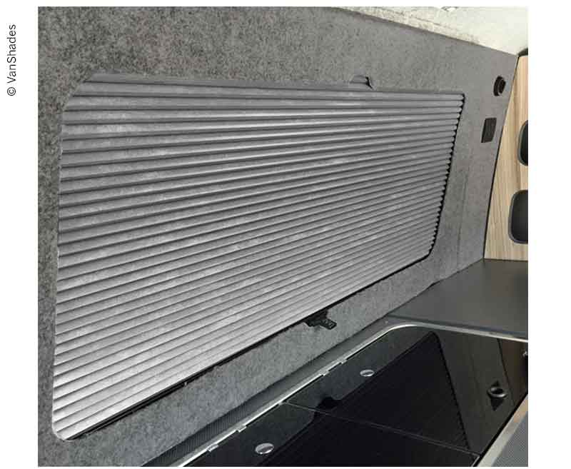 Load image into Gallery viewer, Tenda oscurante per zona giorno VW T5/T6, finestrino scorrevole lato conducente, grigio 19304
