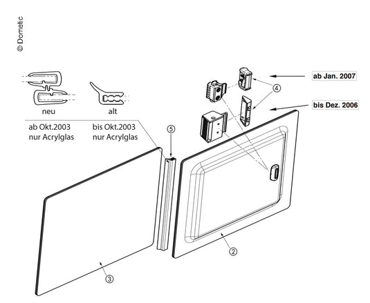 Ricambi finestra S3/4 - serratura con controparte e viti 39818