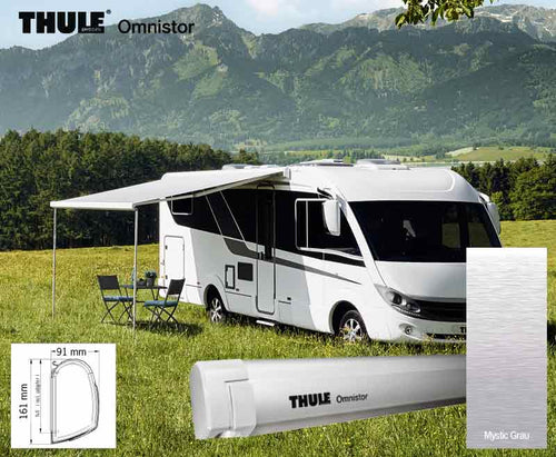 Tenda da sole Omnistor 5200 motorizzata 12V, anodizzata, 3,55m panno Mystic Grey 42588