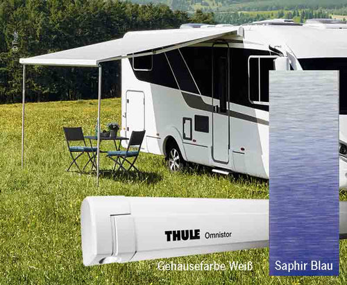 Tenda da sole a parete Thule 5200, 2,3m, cassa bianca, colore: blu zaffiro 42608