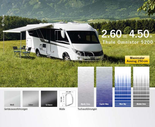 Tenda da sole a parete Thule 5200, 2,3m, involucro bianco, colore: grigio Alaska 42622