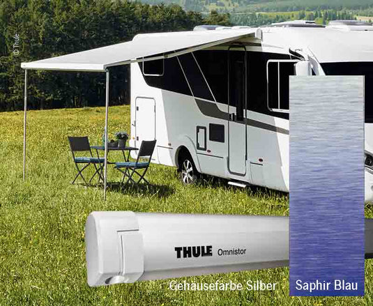 Tenda da parete Thule 5200, 2,6m, corpo argentato, colore: blu zaffiro 42635