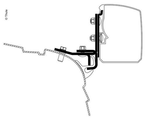 Tenda da sole Thule 3200, adattatore VW T5/T6 Minivan Multi Rail RHD 42697