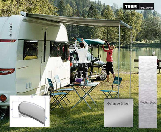 Omnistor Tenda da sole 6200 3,75m Mystic Grey, alloggiamento anodizzato 42807