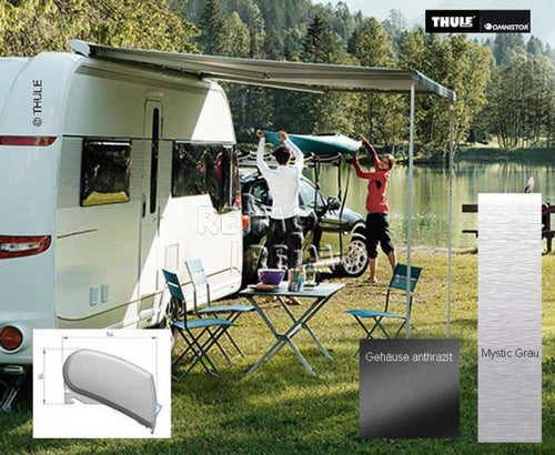 Set di tende da sole Omnistor 6200 4m Mystic Grey, caso antracite 428081