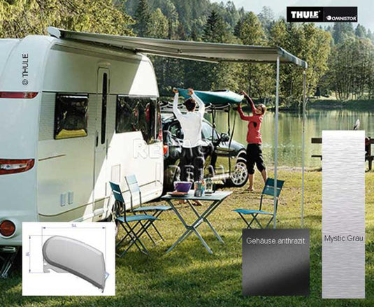 Set di tende da sole Omnistor 6200 4m Mystic Grey, caso antracite 428081