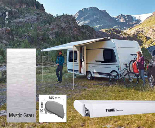 Thule Omnistor 6300, tenda da sole per tetto, Mystic grey, involucro bianco, 450cm 428307