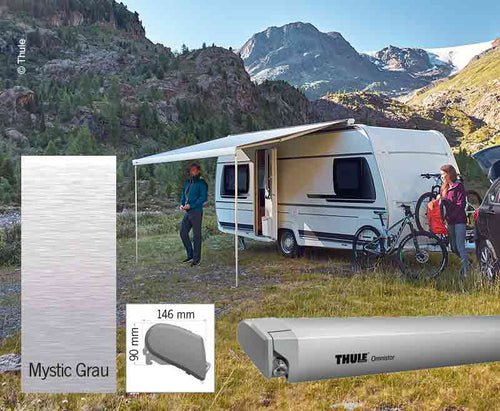 Thule Omnistor 6300, tenda da sole per tetto, Mystic grey, colore dell'alloggiamento anodizzato, 450cm 428323