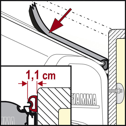 Gomma di tenuta Fiamma Small, per F45, F50, F55 - Prezzo al metro lineare. 43384