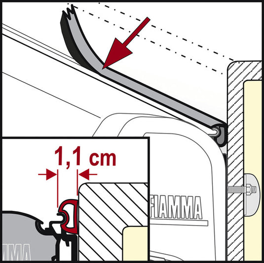 Gomma di tenuta Fiamma Small, per F45, F50, F55 - Prezzo al metro lineare. 43384