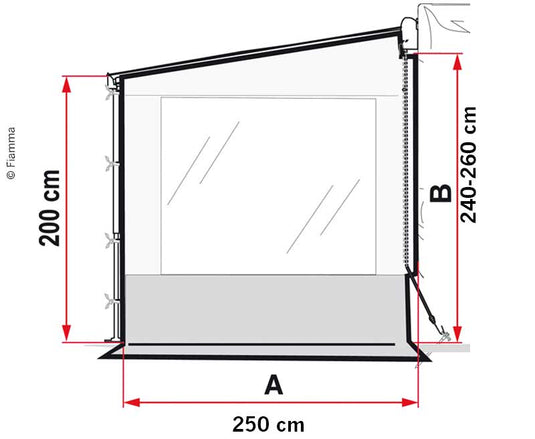 Fiamma SIDE PRO Caravanstore XL, parte laterale della tenda da sole con finestra 434176