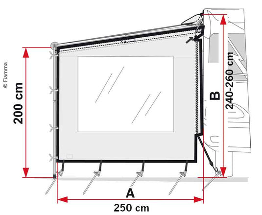 Fiamma SIDE Caravanstore XL, parte laterale tenda da sole con finestra 434177