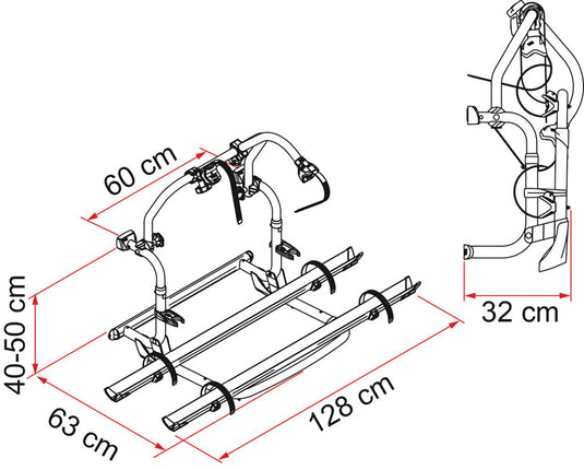 Portapacchi posteriore Carry Bike PRO C f.2 ruote, 4 ruote estendibili (fino a 6 440215