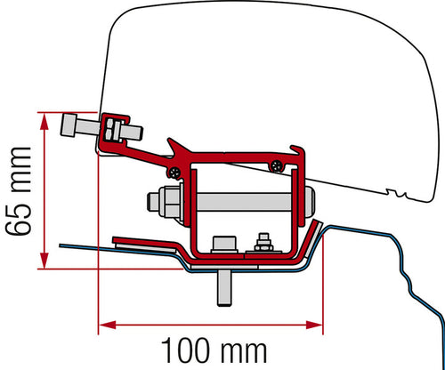 Adattatore per tenda da sole per tetto F40van Renault Trafic dal 2014 passo corto 44349