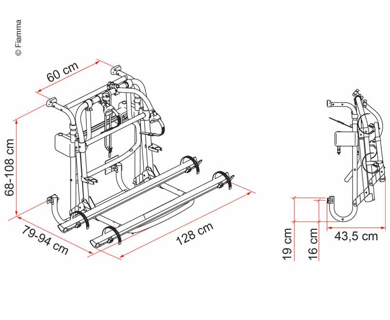 Load image into Gallery viewer, Portabiciclette posteriore Carry Bike Lift 77 per 2 ruote, carico massimo 60kg 44443
