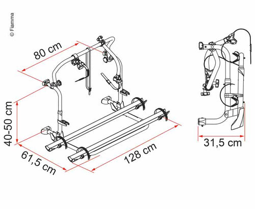 Portapacchi posteriore in alluminio Carry-Bike L80 per 2 ruote 44446