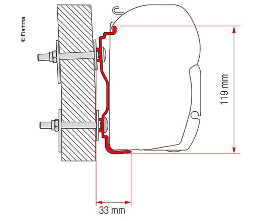 Adattatore per tenda da sole Hymer da 2016 F45 500cm 44479