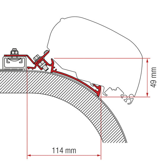 Adapter Markise F65L und F80S Rapido Distinction 400 cm M44482