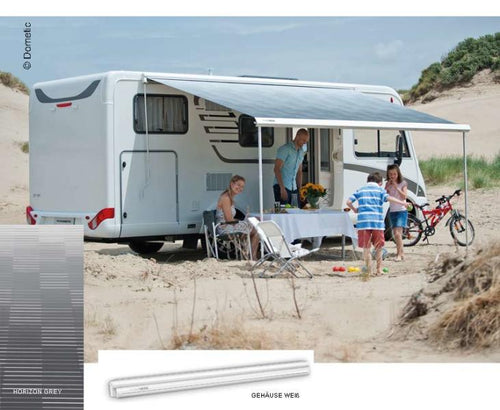 Tenda da sole PW1000 4,5m, custodia bianca, panno Horizon Grey 447235