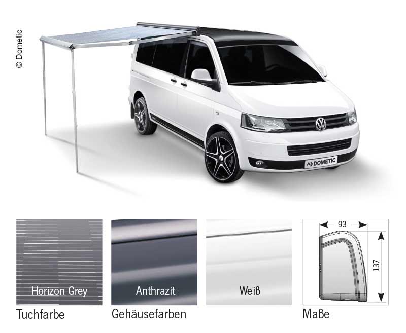Load image into Gallery viewer, PW1100 2,6m Kit VW T5/6, LHD+RHD, custodia: bianco, panno:Horizon Grey 44750
