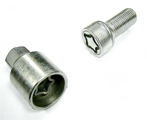 Set di chiusura cerchio con 4 viti di bloccaggio e chiave codificata 46040