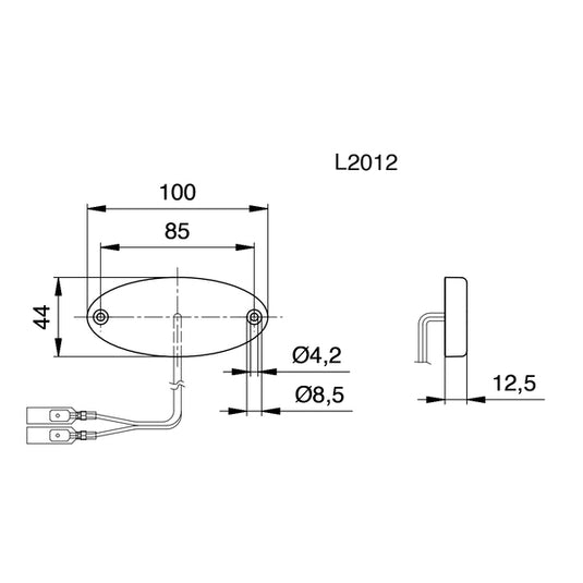 Lampada di posizione anteriore a LED, IP67 anteriore, 12V, 1W, trasparente, cavo 47601