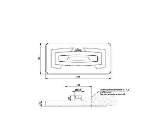 Luce multifunzione a LED, 9-32V, destra rossa IP67 con riflettore a triangolo 47616