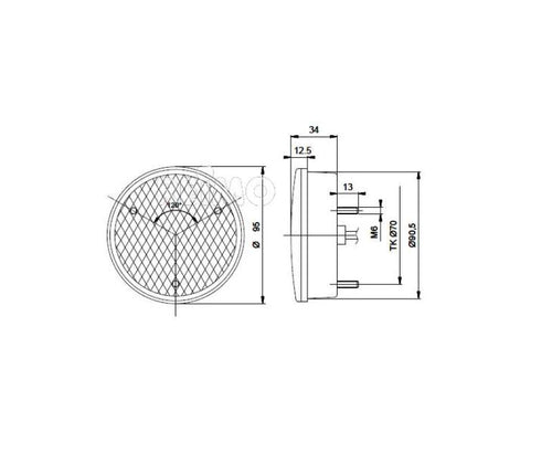 Fanale posteriore 12V, 3/4/0,5W IP67 con cavo da 500 mm trasparente. 47642