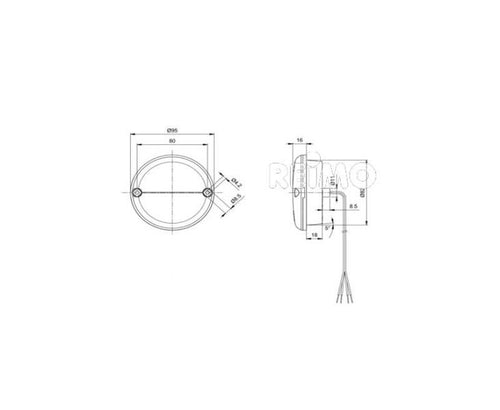 Arresto LED/luce posteriore 12V, 3/3/0, 3W IP67 Cavo 500 mm rosso 47650