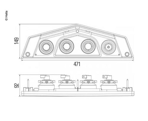 Fanale posteriore combinato Hella a sinistra 12V Caraluna 47729