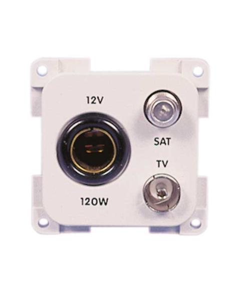 Presa TV + presa satellitare con presa standard 12V marrone 491090