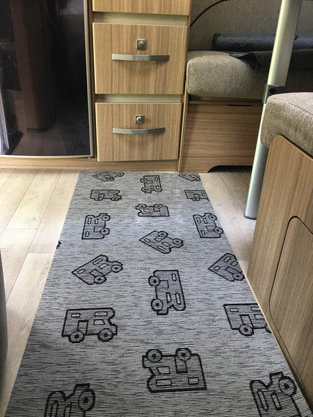 Load image into Gallery viewer, Tappeto soggiorno 50x150cm grigio, motivo, 45% poliestere/55% cotone 516480
