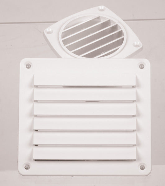 Griglia di ventilazione, bianca, 142x80mm, quadrata, viti incluse 53036