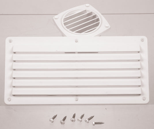 Griglia di ventilazione, bianca, 264x127mm, quadrata, viti incluse 53038