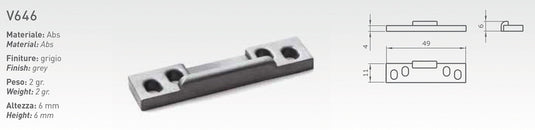 Piastra di battuta in ABS, 49x11x4mm 534190