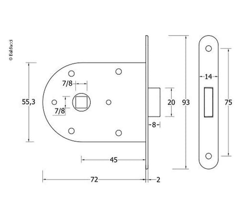 Einbau-Schloss versenkt 53434